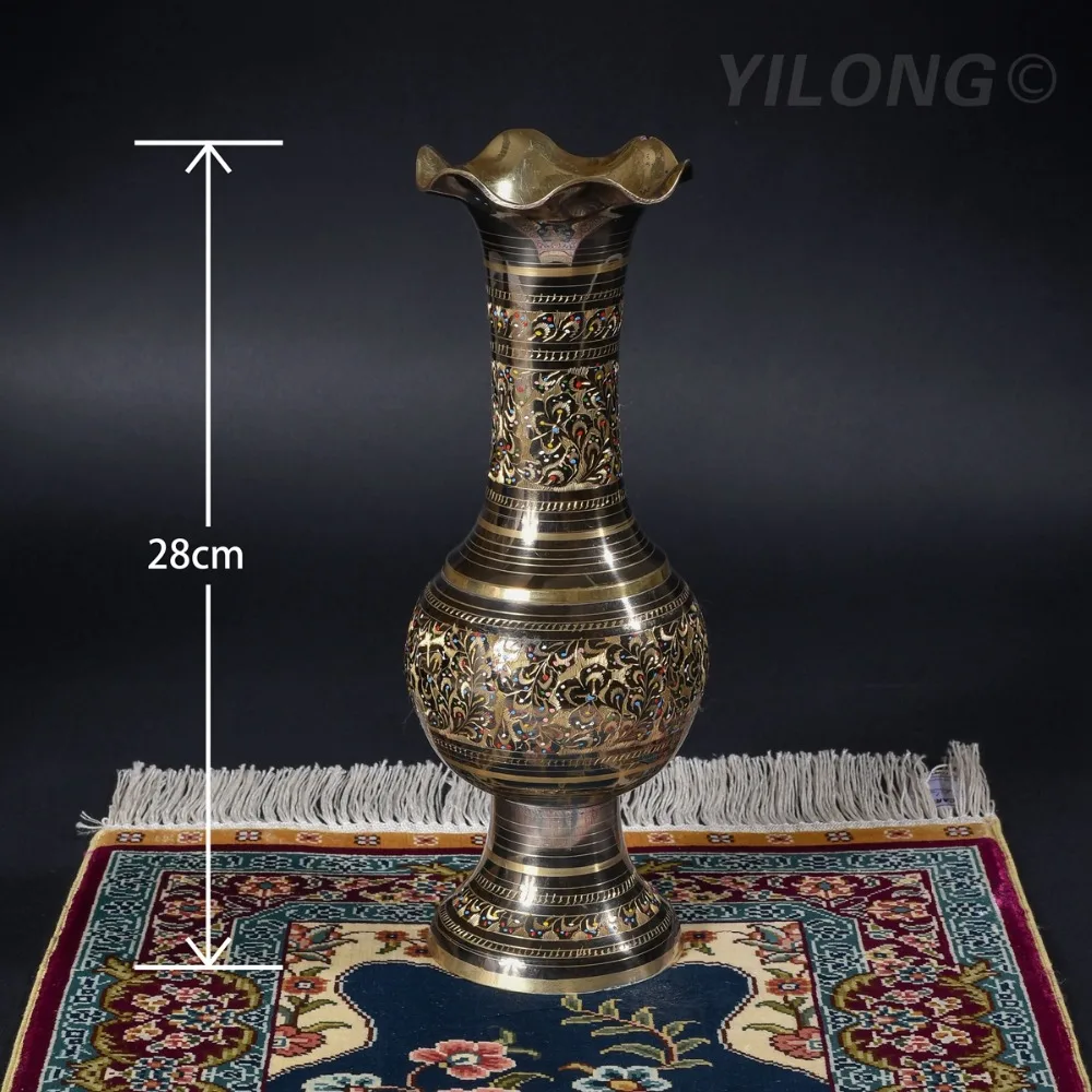 11 Inches 28cm Height Bronze Hand Painted Pakistan Vase Copper Craft Decor Brass( 001A)-in Vases 