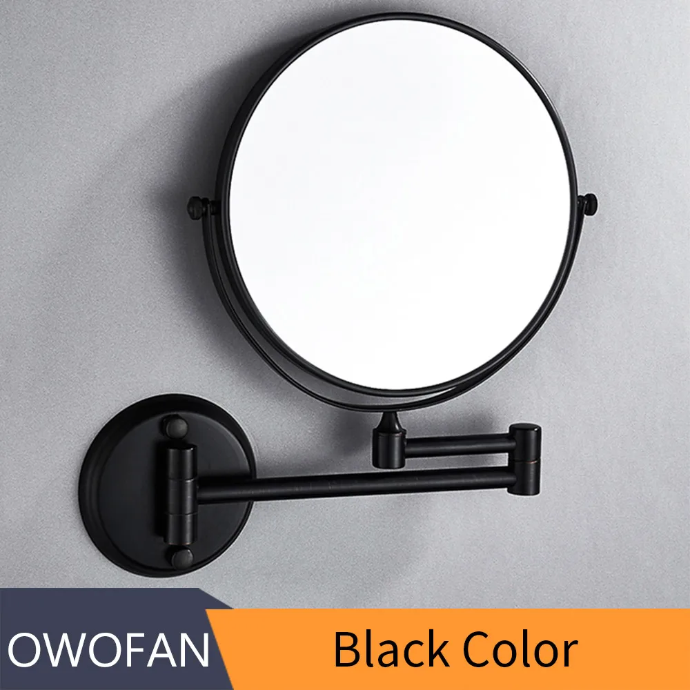 Зеркала для ванной 8 дюймов складной черный Ванная комната увеличительное зеркало двойной 2 лицом Макияж зеркальное зеркало заднего вида с Для женщин настенное зеркало M37-802 - Цвет: Черный