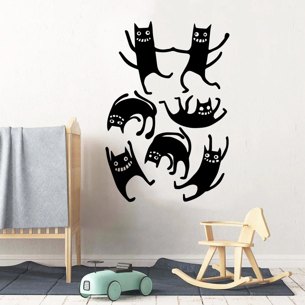 

Fashionable cats Wall Sticker Vinyl Waterproof Decor For Kids Rooms Nursery Room Decoration Decal Art Murals