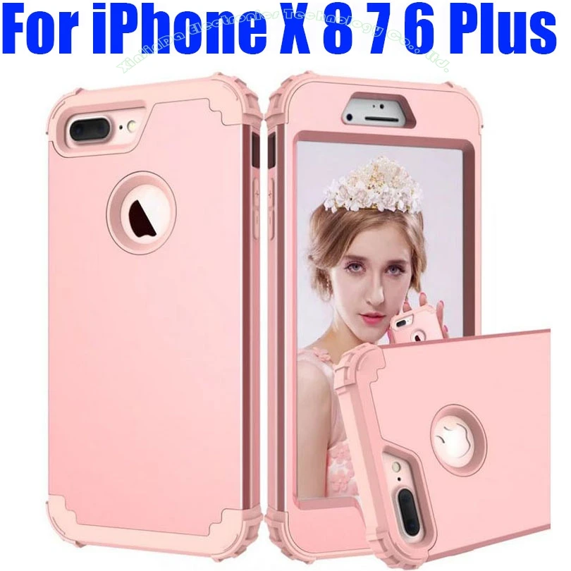 

Shockproof Case for IPhone X XS Max XR 8 7 Plus 6 6S Plus PC+TPU 3-Layers Hybrid Full-Body Cover Anti-Knock Phone Shell IP729