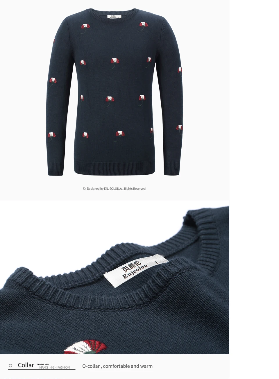 Enjeolon brand top fall winter warm knitted pullovers Sweater man 100 Cotton pattern pullober o-neck pullover Sweater men MY3227 HTB1vmwBbRUSMeJjSszcq6znwVXaL - Enjeolon brand top fall winter warm knitted pullovers Sweater man 100 Cotton pattern pullober o-neck pullover Sweater men MY3227