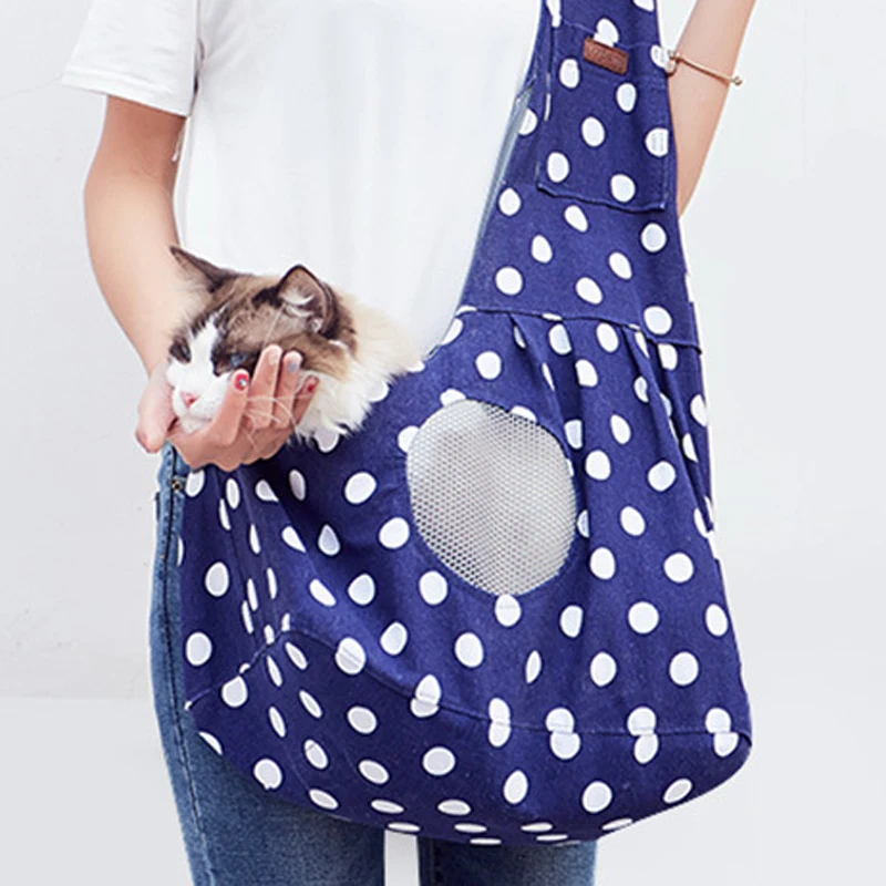 Pet Sling Carrier Shoulder Bag For Cats Dogs Pets Bag Pink /Blue Wave