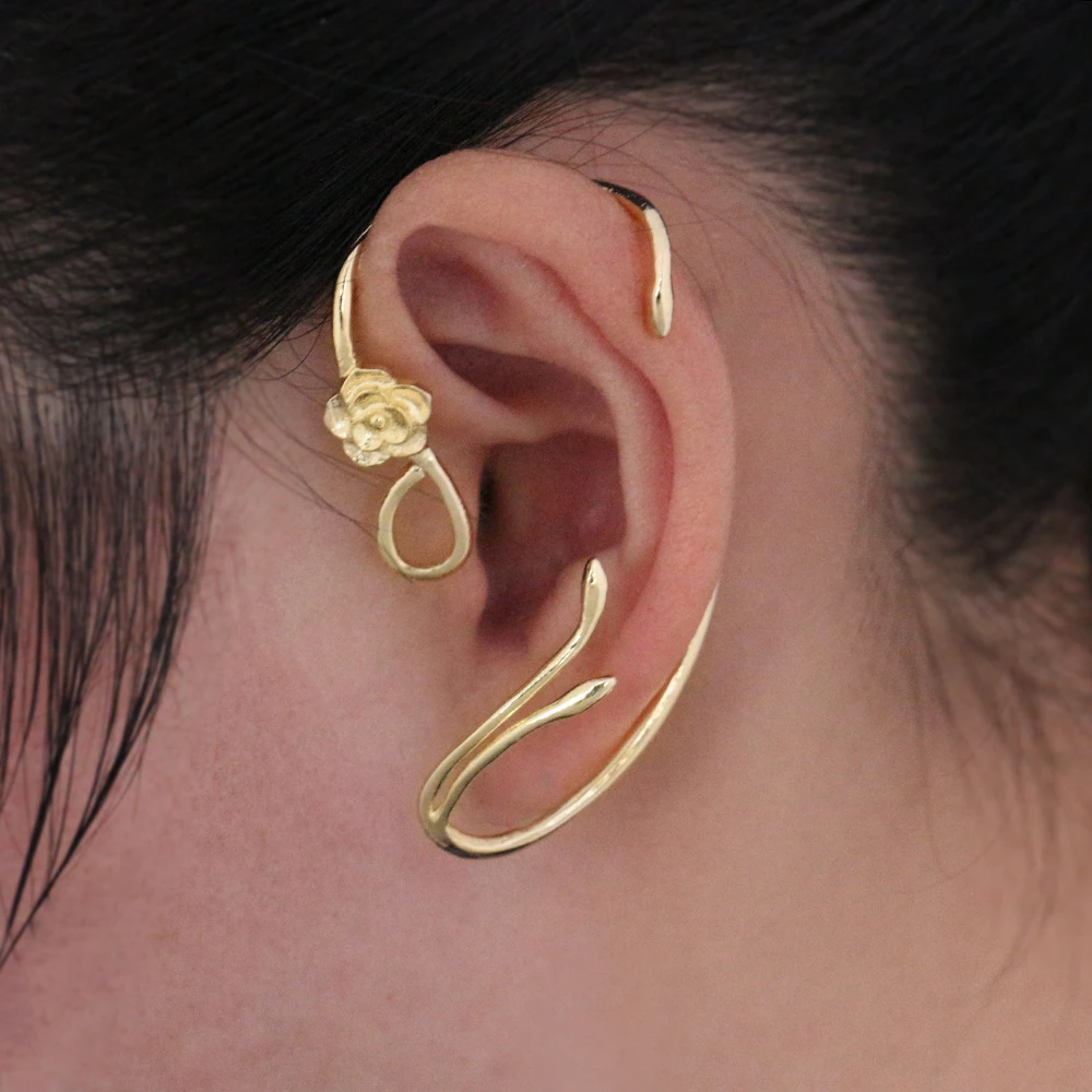 Красивые и чудовищные серьги, каффы для ушей, Belle, косплей, ювелирные изделия, розовые серьги-гвоздики, сказочные викторианские украшения из фильма, с подарочной коробкой