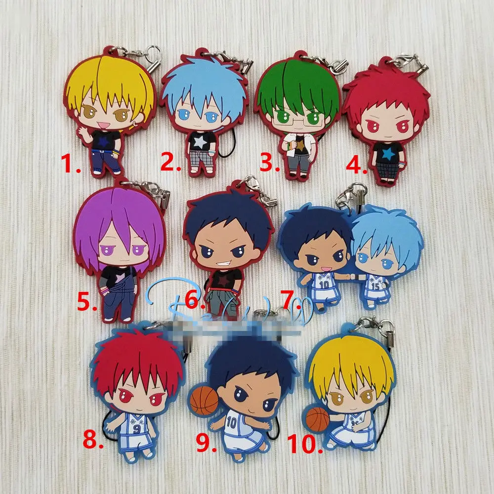 

T908 Anime Kuroko no Basket rubber Keychain Key Ring Straps Rare cosplay