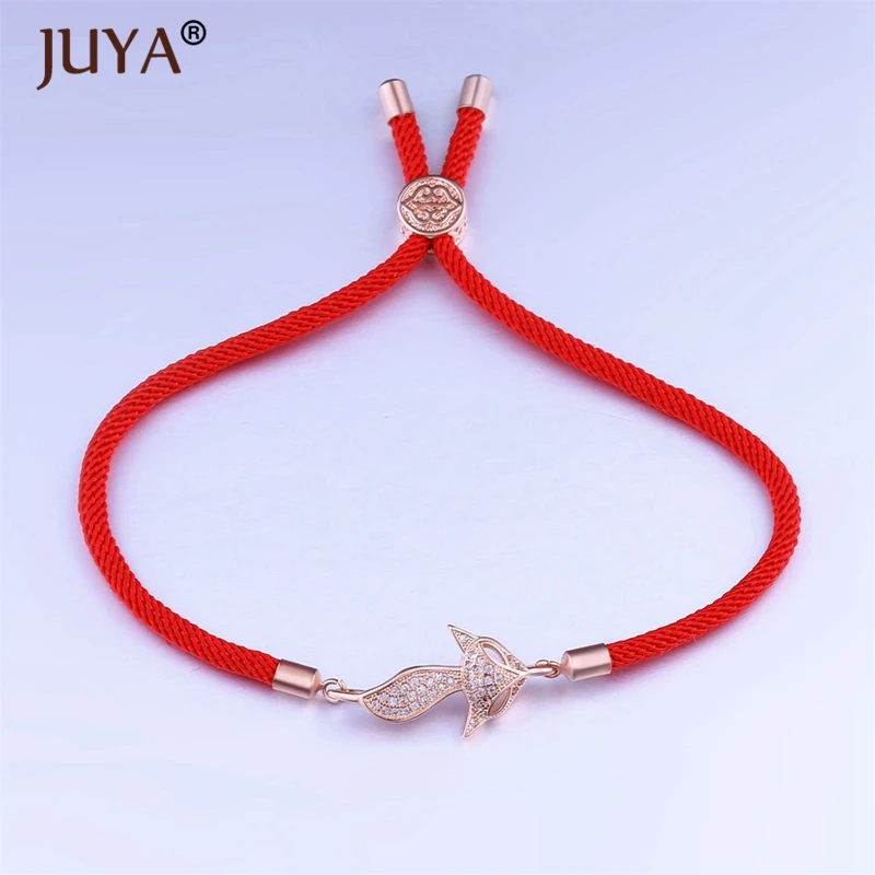 Дизайн регулируемые бусины для нанизывания белый красный Веревка Цепи Браслеты милые животные браслет в виде лисы браслет для мужчин и женщин ювелирные изделия