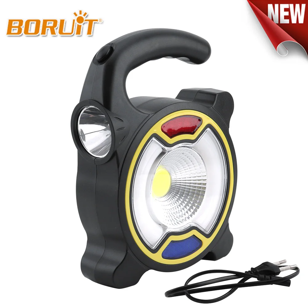 

BORUIT Portable Lamp Solar Powered COB LED Lanterns USB Rechargeable Power Bank Flood Light Outdoor Work Spot Lamps For Camping