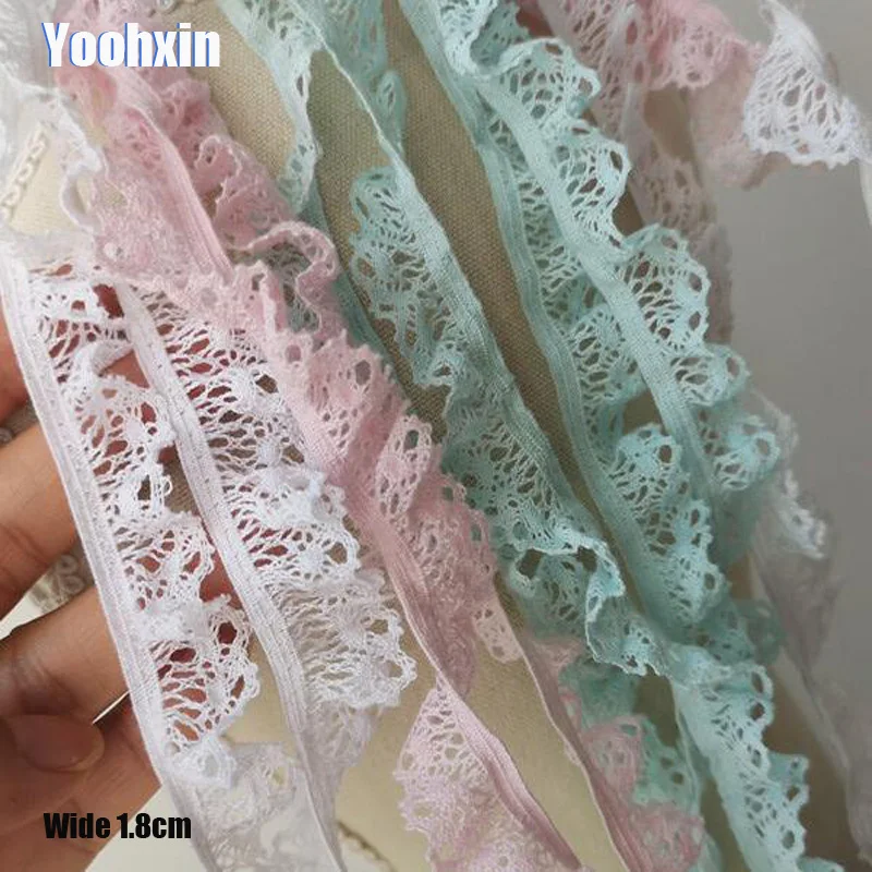 

1.8CM Wide HOT White pink blue Embroidery elastic flower lace fabric trim ribbon DIY sewing applique collar guipure dress decor