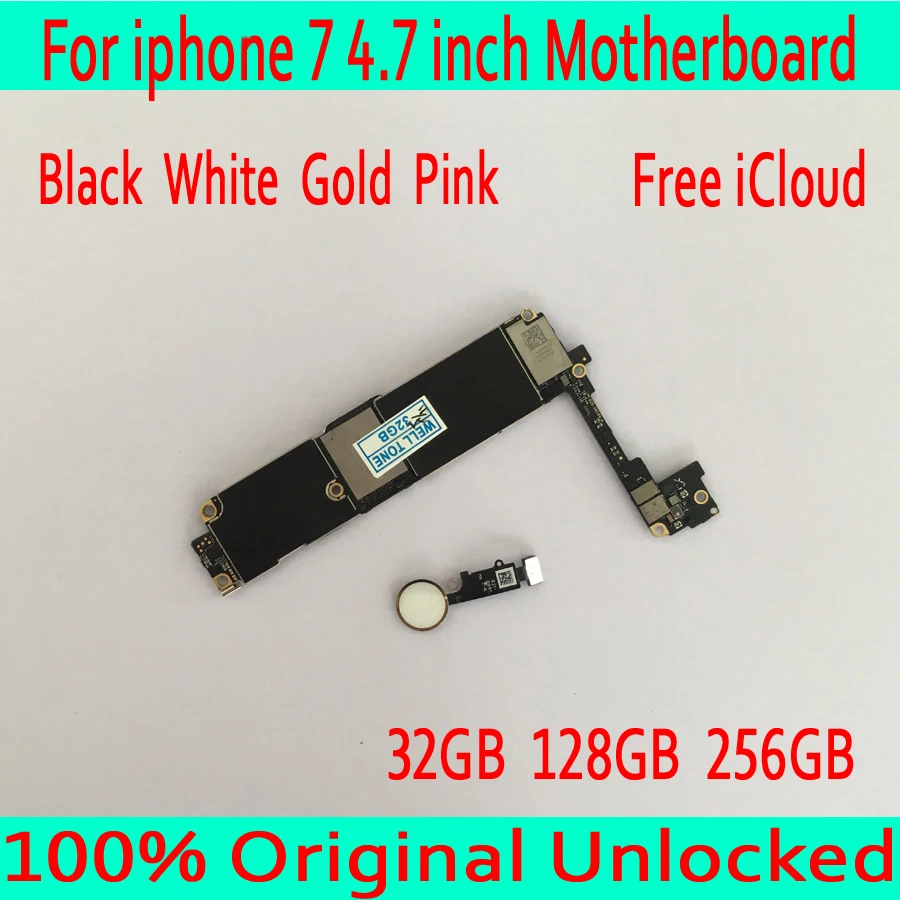 

with Touch ID for iphone 7 Motherboard with OS System,Original unlocked for iphone 7 Mainboard ,32GB 128GB 256GB