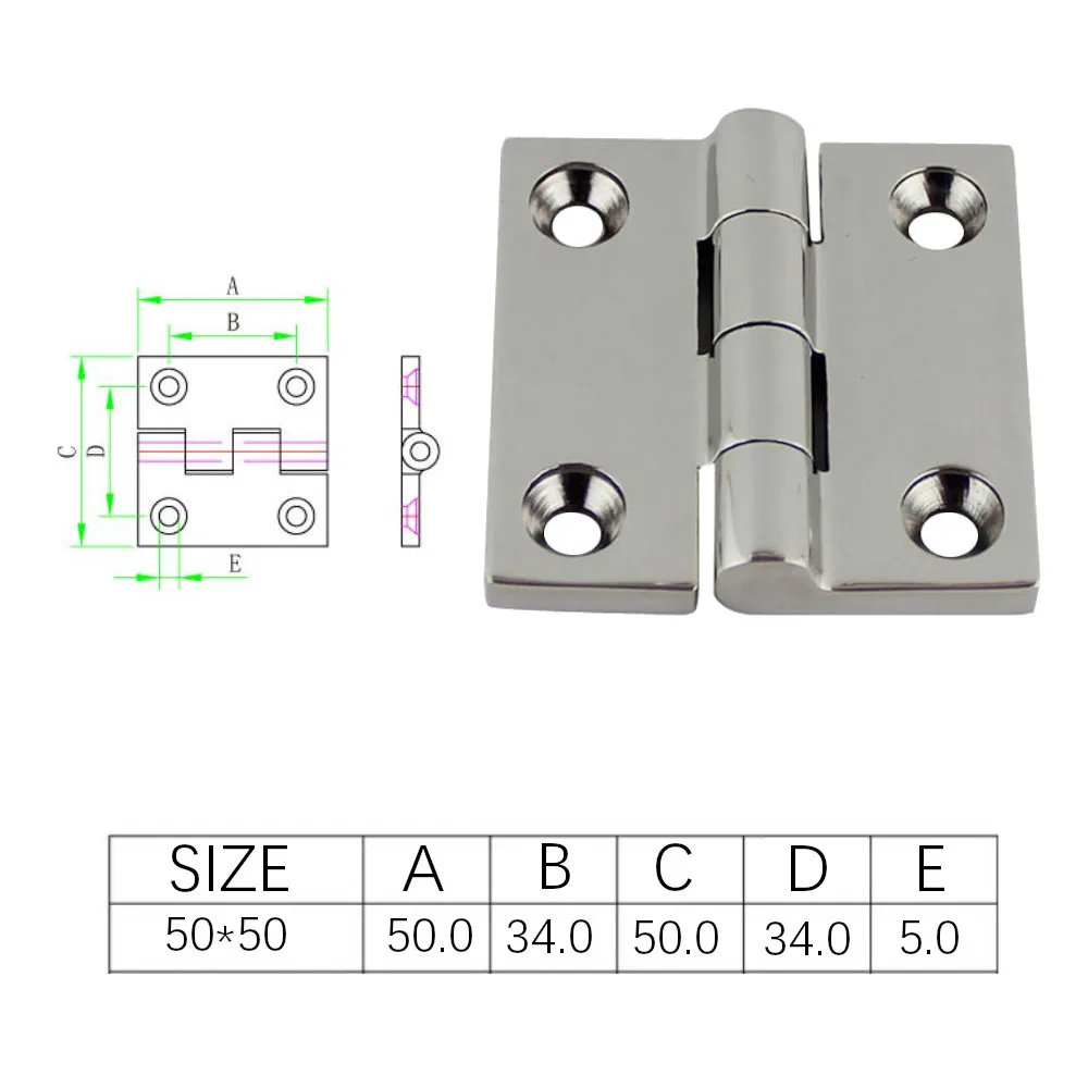 50*50 мм нержавеющая сталь 316 Высокая зеркальная морская квадратная петля дверная петля для лодки зеркальная полированная лодка/яхта квадратная петля 5 шт