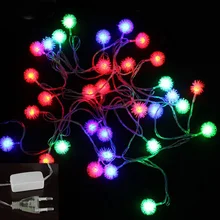 Tanbaby Holiday lights 20 LED Furry Snow Ball Edelweiss String Lights for Home Garden Party wedding garland Decorations AC220V