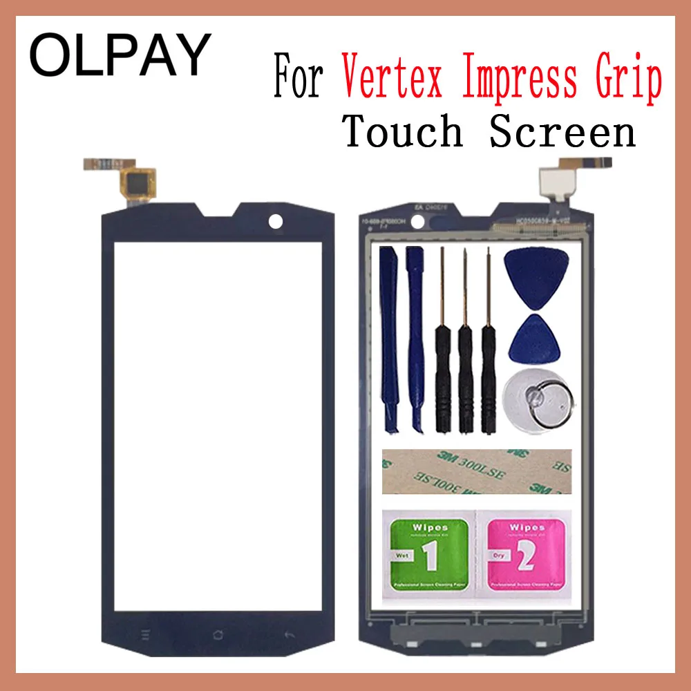 

OLPAY 5.0" For Vertex Impress Grip Touch Screen Glass Digitizer Panel Lens Sensor Glass Free Adhesive And Wipes