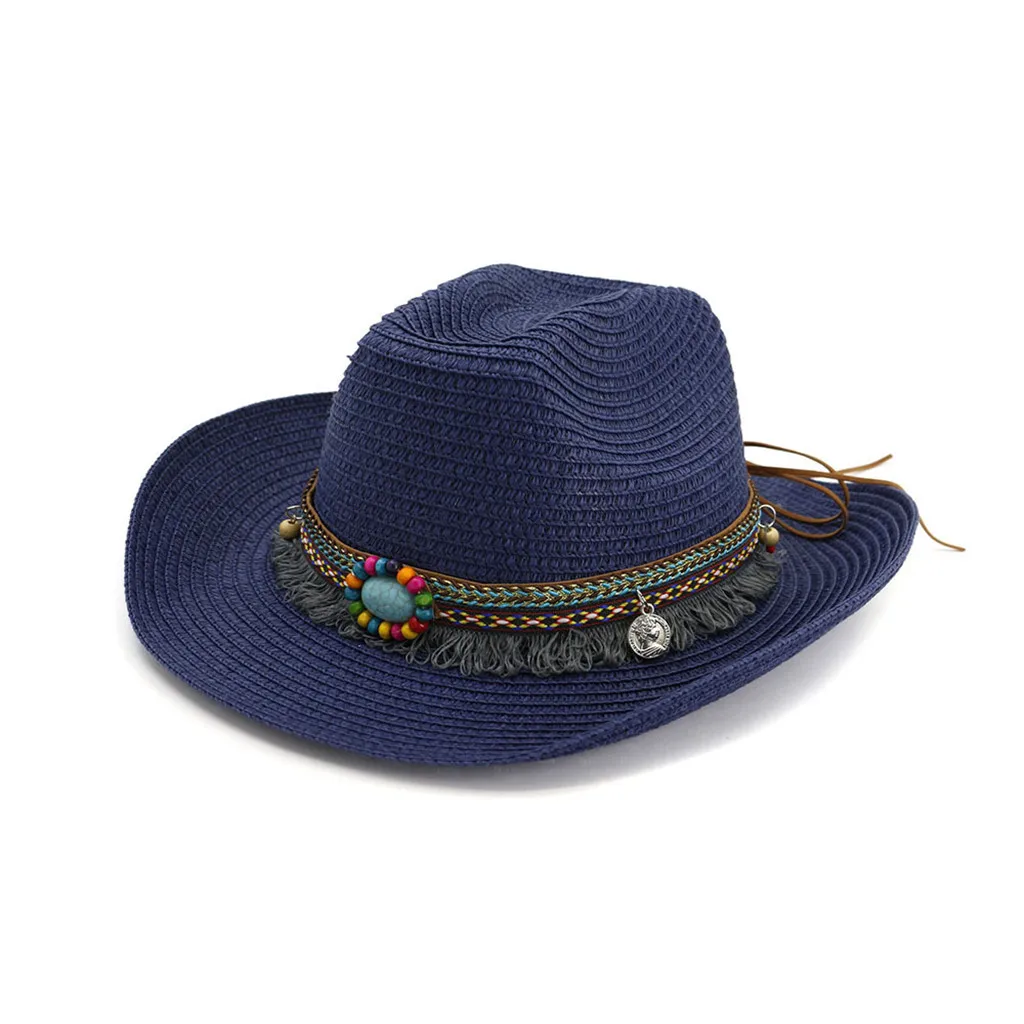 Hawcoar Мужская и женская Классическая ковбойская соломенная шляпа в западном стиле/ковбойская соломенная шляпа Новая модная ковбойская шляпа женская летняя Z4