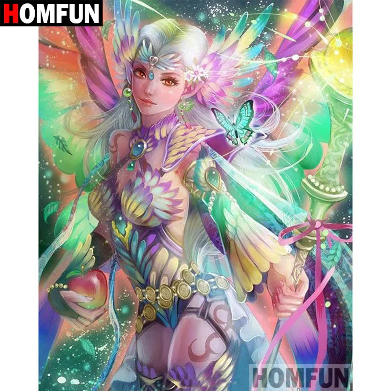 

HOMFUN Full Square/Round Drill 5D DIY Diamond Painting "butterfly fairy" Embroidery Cross Stitch 5D Home Decor Gift A08776