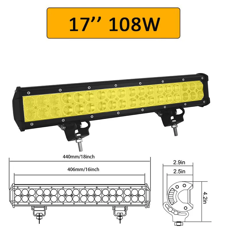 Auxtings желтый 20 дюймов 126 Вт 12 ''22'' 20 ''внедорожный светодиодный светильник 12 в 24 В точечный прожектор Янтарный противотуманный фонарь для джипа автомобиля 4WD грузовика внедорожника - Цвет: 17in 108W no wiring