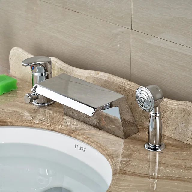 Chrome Cascata Largo Becco Miscelatore Vasca Da Bagno Rubinetti Deck ... Chrome Cascata Largo Becco Miscelatore Vasca Da Bagno Rubinetti Deck ...