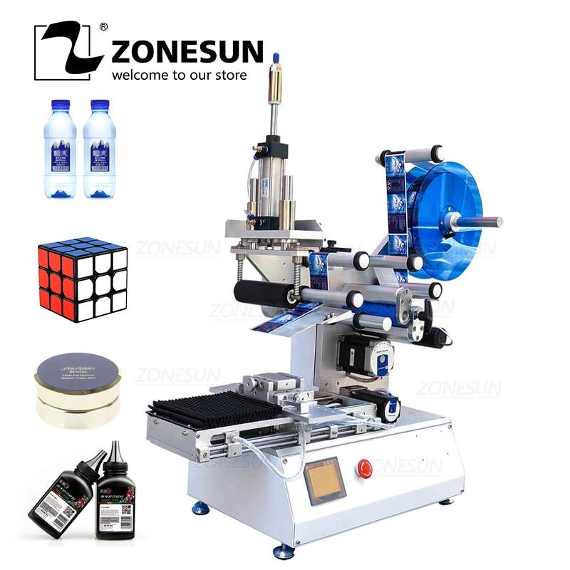 ZONESUN XL-T803 полуавтоматическая Модель ПЭТ пластиковая модель арочная поверхность плоская бутылка этикетировочная машина