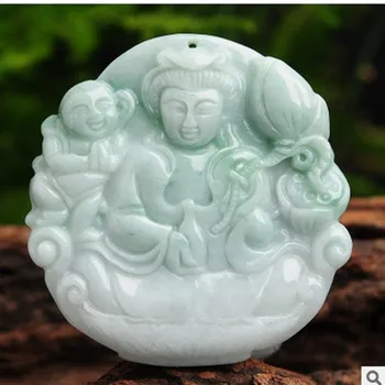 

Fashion natural obsidian mascots carved guanyin pendant necklace pendant jewelry friend a gift