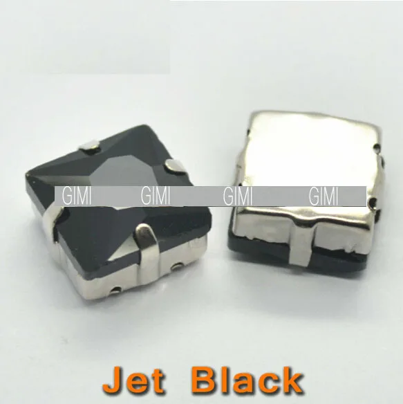 12x12mm Jet Black Square sew on rhinestone with metal claw crystal beads wholesale Factory outlets | Украшения и аксессуары