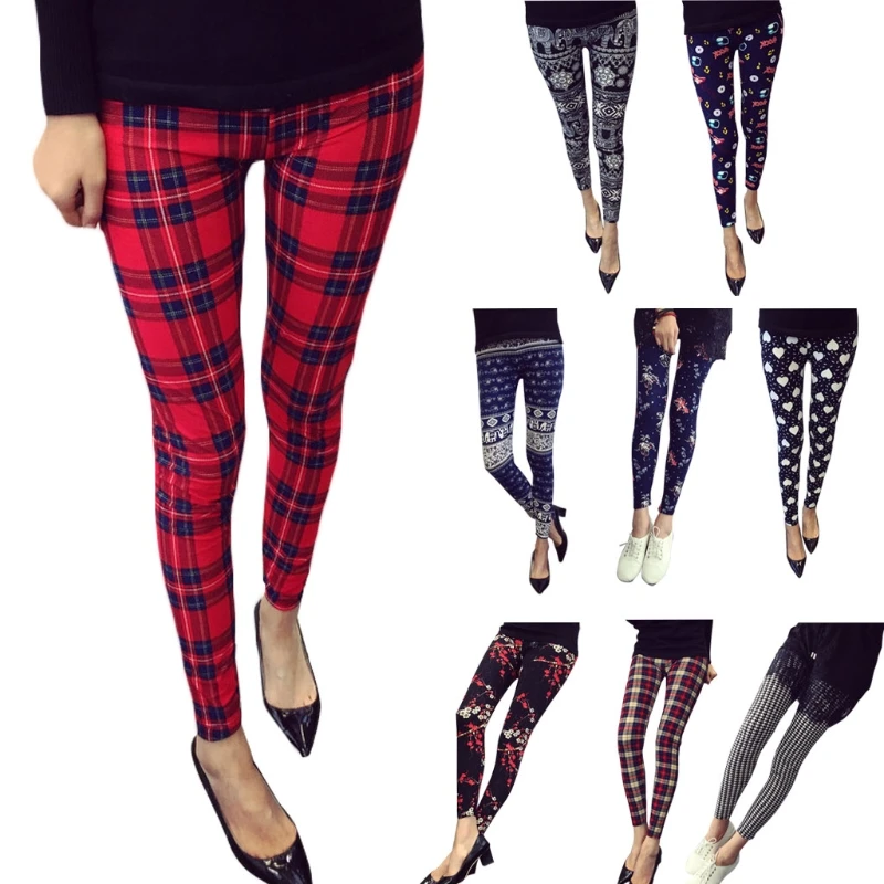 2018 Hot Print Flower Leggings Multiple Flower Pattern Slim Nine Pants Leggings