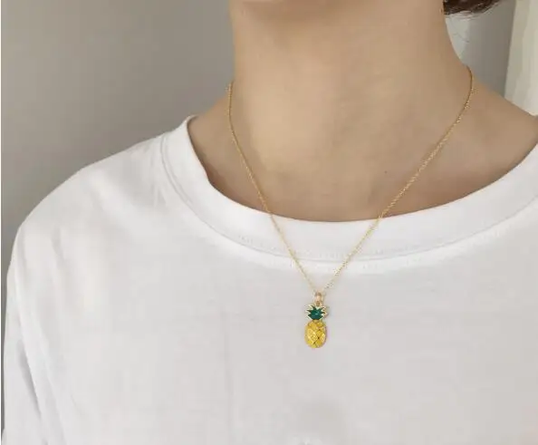 X 102 2017 moda liga colar de pingente de cadeia de moda de metal ouro grande abacaxi punk hip hop jóias boate beleza feminina