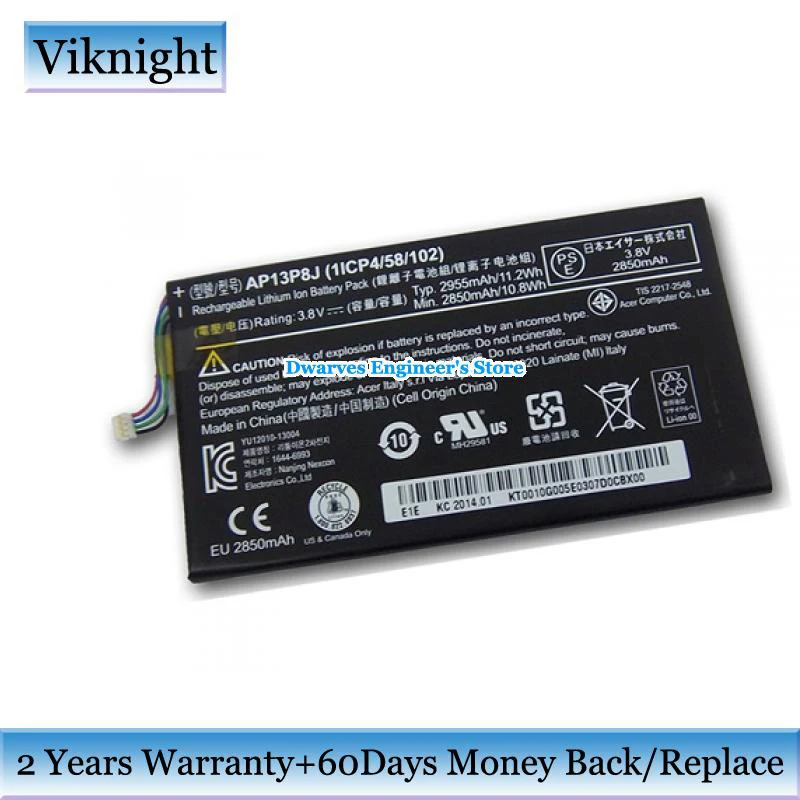 

Original AP13P8J (1ICP4/58/102) Battery For ACER Iconia Tab B1-720 Tablet 3.8V 2955mAh 11.2Wh
