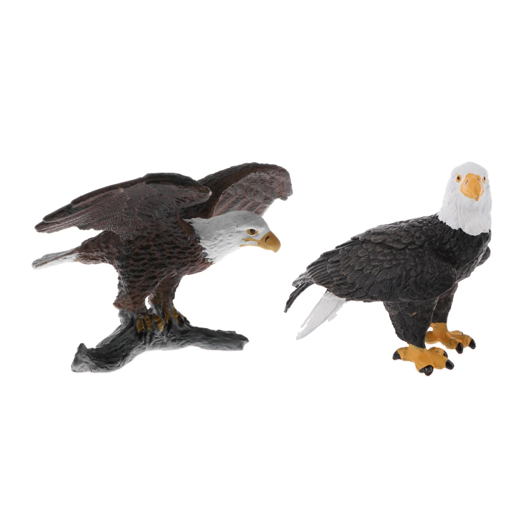 Lifelike Forest Bald Eagle Figures Animal Model Bird Figurine PVC Home/Office Decor Ornaments Decoration Statue Toys