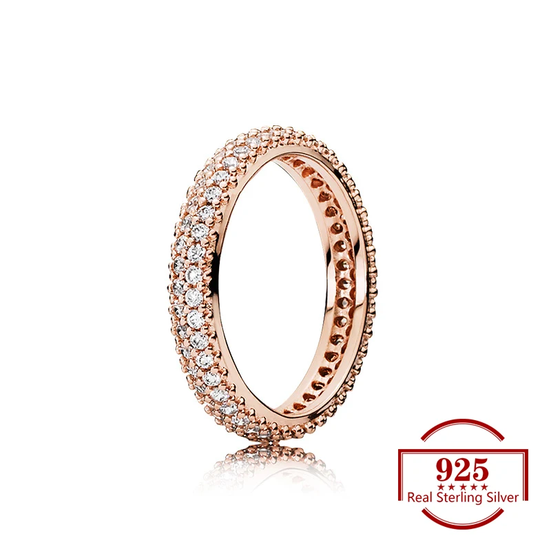 

925 Sterling Silver Rose Gold Color Zircon Surround Ring for Trendy Jewelry Original Ring Women Jewelry Wedding Party Lover Gift