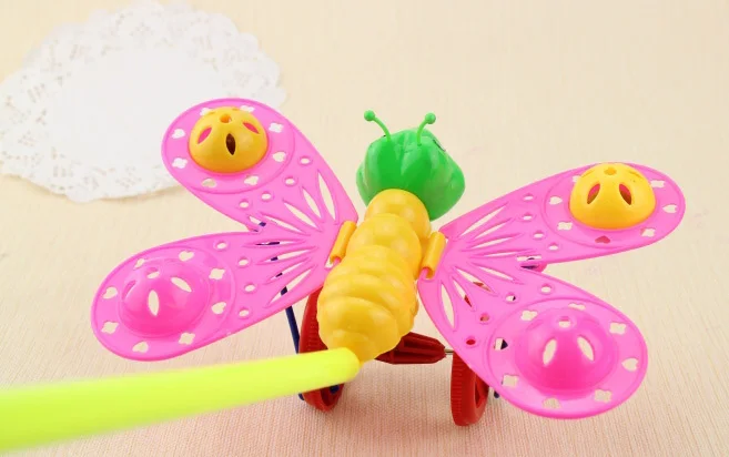 Fancy Bee Hands Push Bell The Dragonfly Kindergarten Baby Toys Single-rod Hand-pushed Toy Animal Plastic 2021 baby educational plastic bell hand infants rattle toys cheering stick unisex direct selling 2021