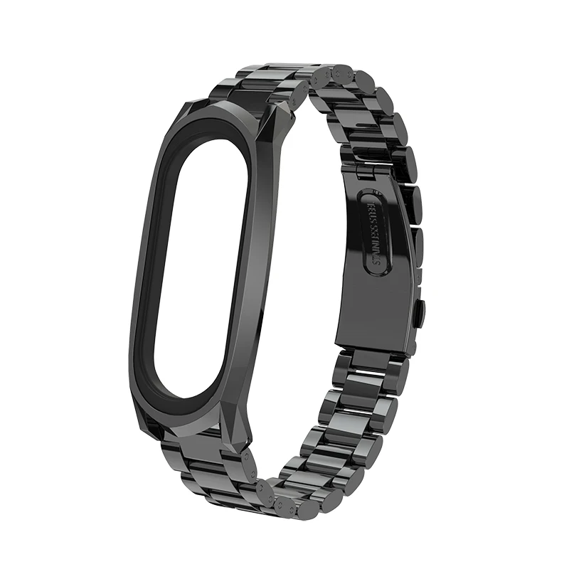 Ремешок mi jobs mi Band 3/4 для Xiaomi mi Band 3, браслет, умные часы mi band 4, металлический браслет из нержавеющей стали mi band 4, браслет на запястье - Цвет: black