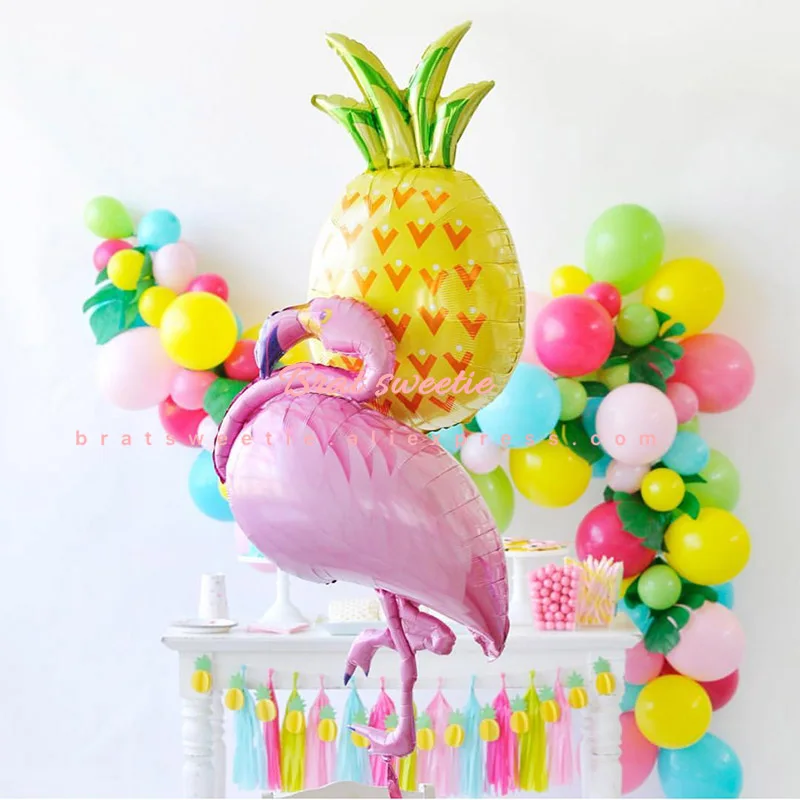 Flamingo Party Balloons Paper Plates Girl 1st Birthday Party Decorations Kids Tropical Summer Hawaiian Party Tableware Supplies