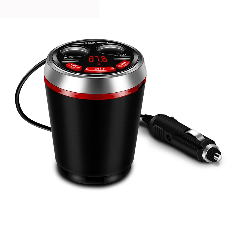 

3 in 1 Bluetooth FM Transmitter Car Music MP3 Player Hands Free Car Kit Cup Holder Cigarette Lighter 2 USB Power