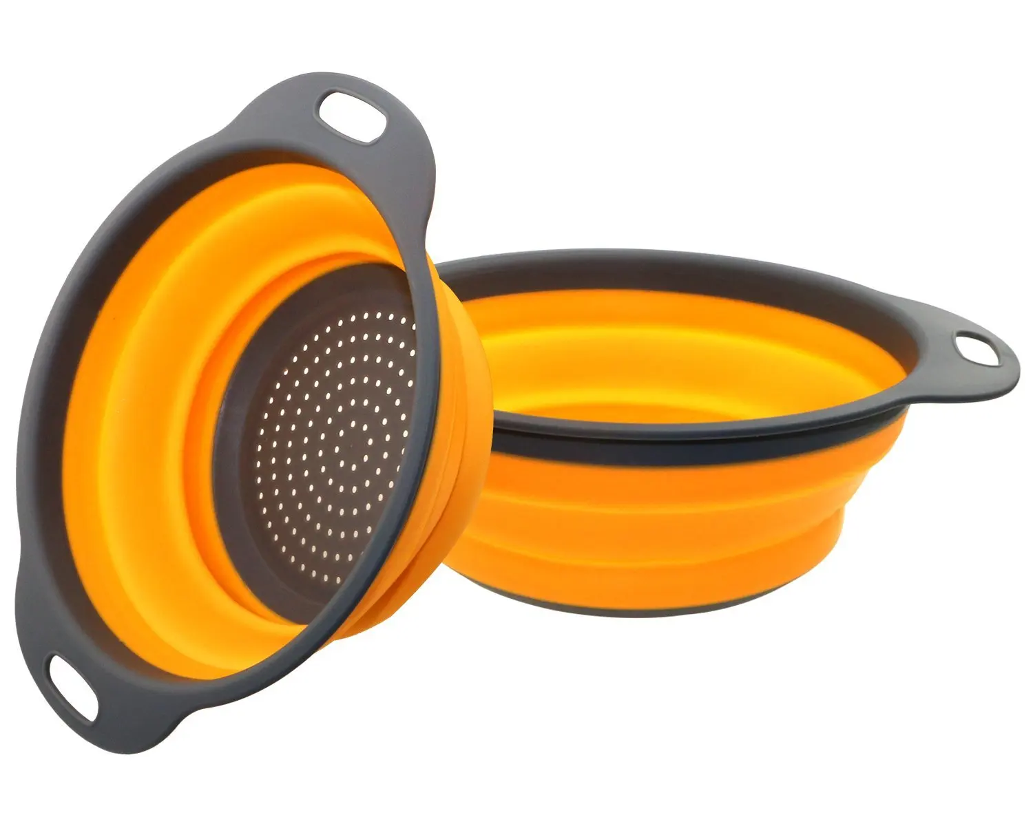 2 шт./компл. складной силиконовый дуршлаг фрукты овощи стиральная корзина Стрейнер складной осушитель ручка Кухня инструменты - Цвет: Orange