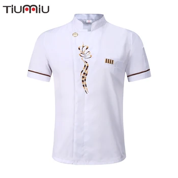 

New 5 Colors Unisex Kitchen Chef Uniforms High Quality Short Sleeve Breathable Chef Jackets Aprons Bakery Food Service Chef Coat