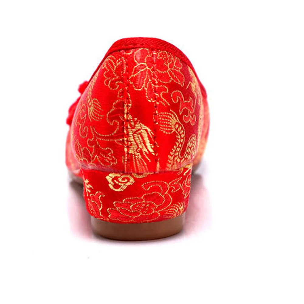 Женские красные туфли на плоской подошве; тонкие туфли в национальном стиле «Старый Пекин»; китайская Свадебная обувь с вышивкой в виде дракона и феникса для невесты; Cheongsam