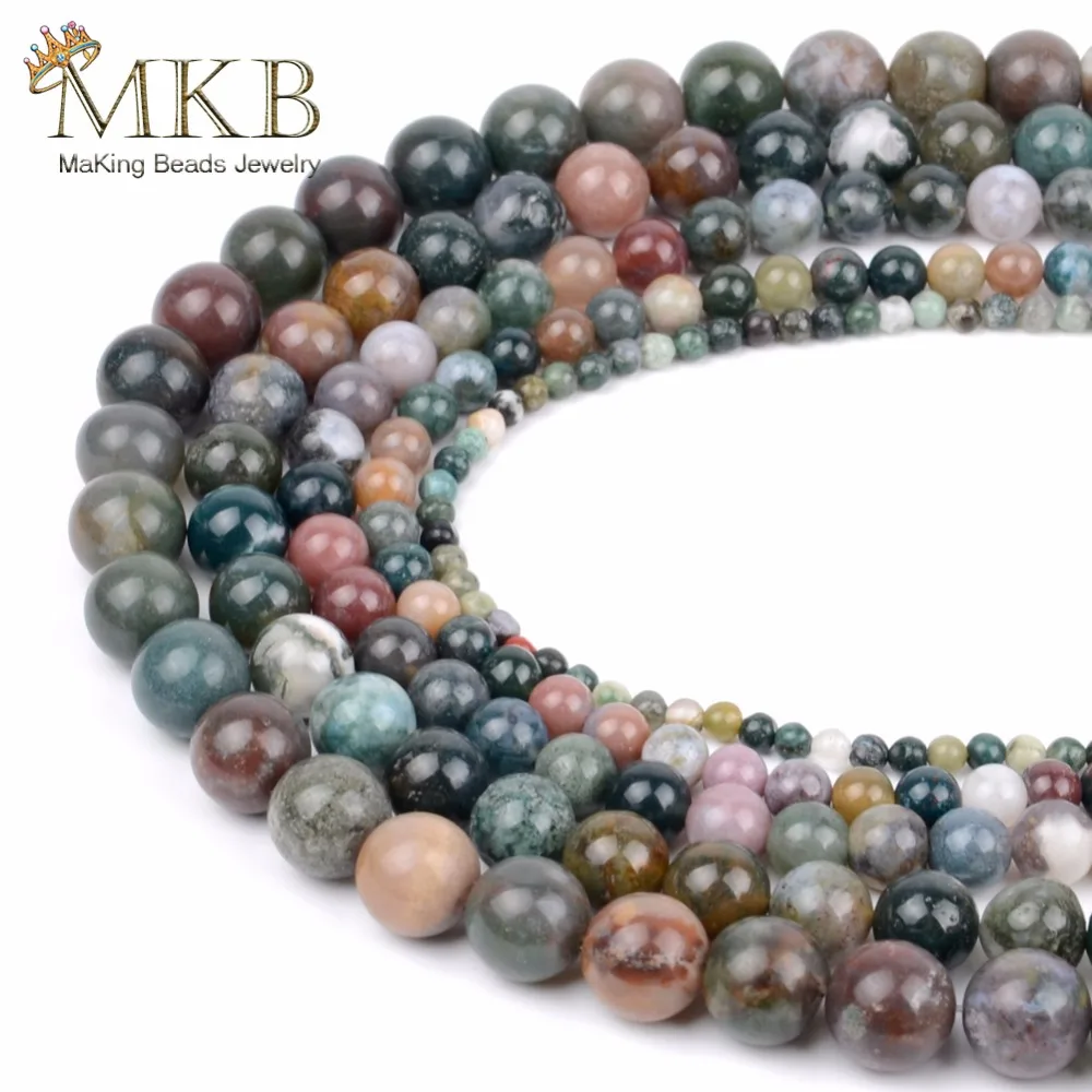 

Natural Stone Indian Agates Round Beads For Jewelry Making 4 6 8 10 12 14mm Spacer Bead For Women Diy Bracelet Wholesale Perles