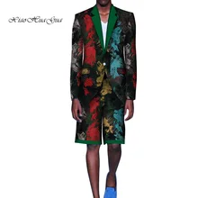 Дашики Базен Riche повседневные Костюмы Блейзер и шорты брюки набор хлопок полиэстер Африканский батик принт мужской модный комплект из 2 предметов wyn694