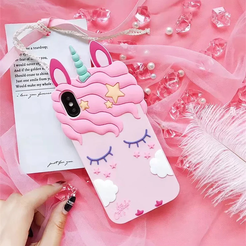 Super cute eyelash unicorn For iPhone x 6s plus 7plus 8plus case TPU soft shell 6 7 8 6plus Phone Silicone Case SQ129 | Мобильные