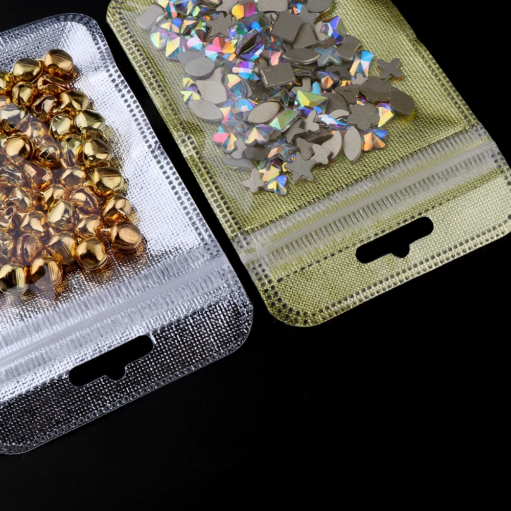 100pcs Gold Silver Plastic Non-woven  7.5*11cm Fabric  Zip Lock Self-Sealing Bag USB Cable Jewelry Packaging Storage Pouches 5