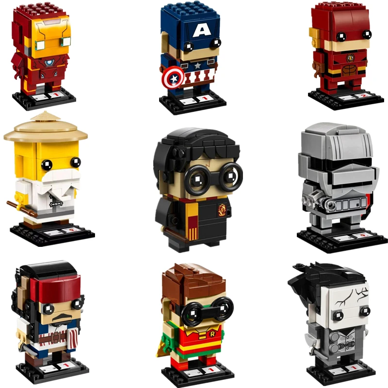 

NEW Harri Potter Brickheadz Avengers Marvel Super Hero Captain Jack Ironman Heads Building Blocks Brick Legoingly Kids Toys Gift