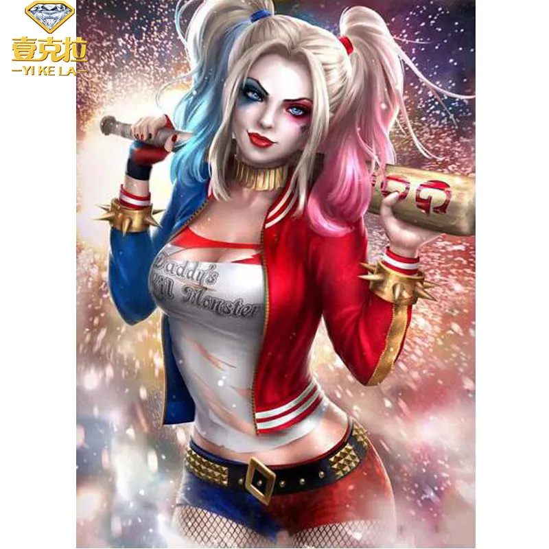 

YIKELA DIY Full Square Diamond Painting Sexy Harley Quinn Diamond Embroidery Cross Stitch Rhinestone Painting Home Decor Gifts