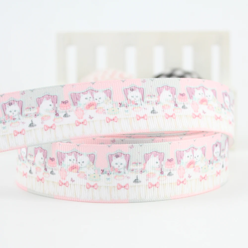 cute cat printed grosgrain ribbon 25mm (3)