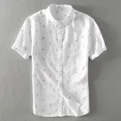 Suehaiwe бренд с коротким рукавом льняная рубашка мужские модные повседневные отложным льняные мужские рубашки Ityle стиль футболка для