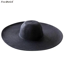 Для женщин пляжные однотонная шляпа Простые Летние родитель-ребенок большой край соломенная Солнцезащитная шляпа гибкие широкие поля Шапки пляжные Кепки