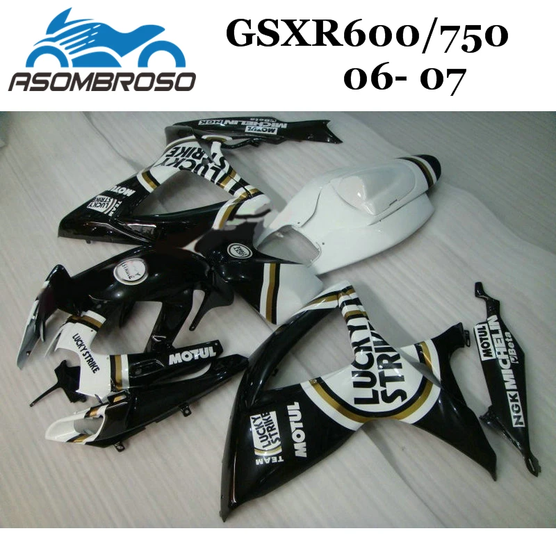 

Custom Injection mold Fairing for Suzuki K6 2006 2007 GSXR750 GSXR 600 GSXR600 2006 2007 Lucky Strike motorcycle body Fairings