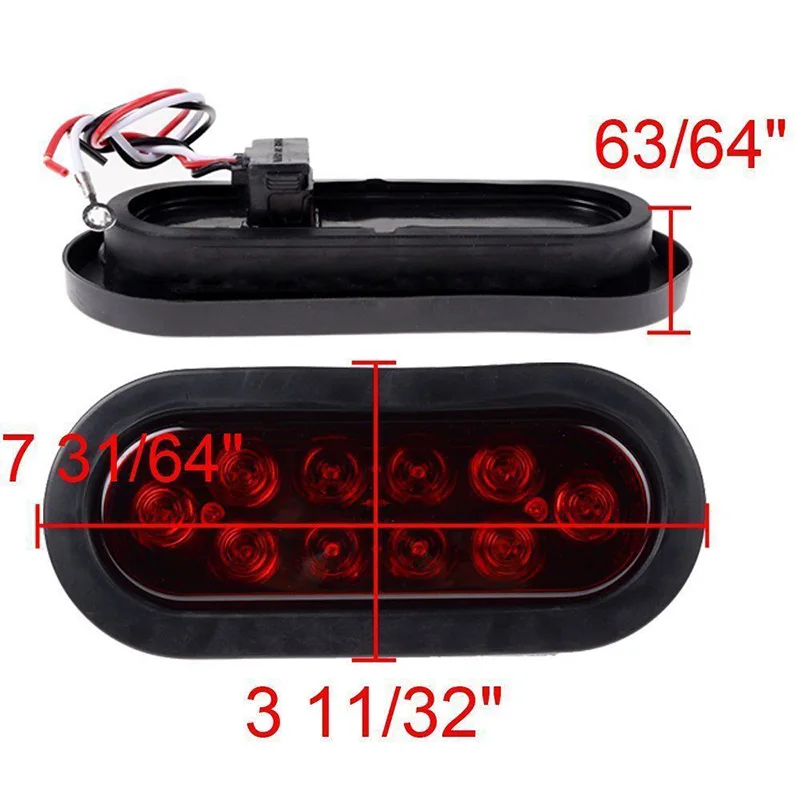 JX-LCLYL 2шт 12 В " овальный морской светодиодный прицеп Грузовик Светодиодный Боковой сигнал остановить поворот хвоста светло-красный