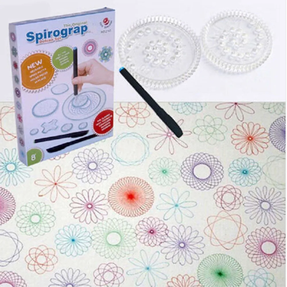 Новинка 2018 года Spirograph deluxe набор дизайн Олово набор рисовать спираль S устройство для блокировки и колёса, рисовать развивающие игрушки