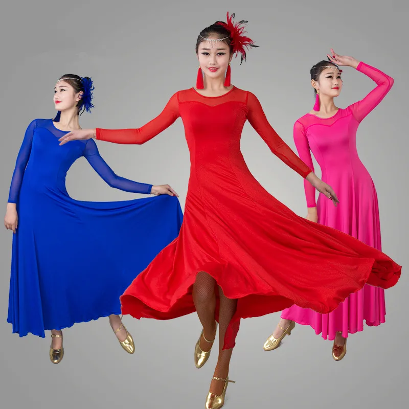 Modern Dance Dress mesh Long Sleeve Ballroom Dance Costume National