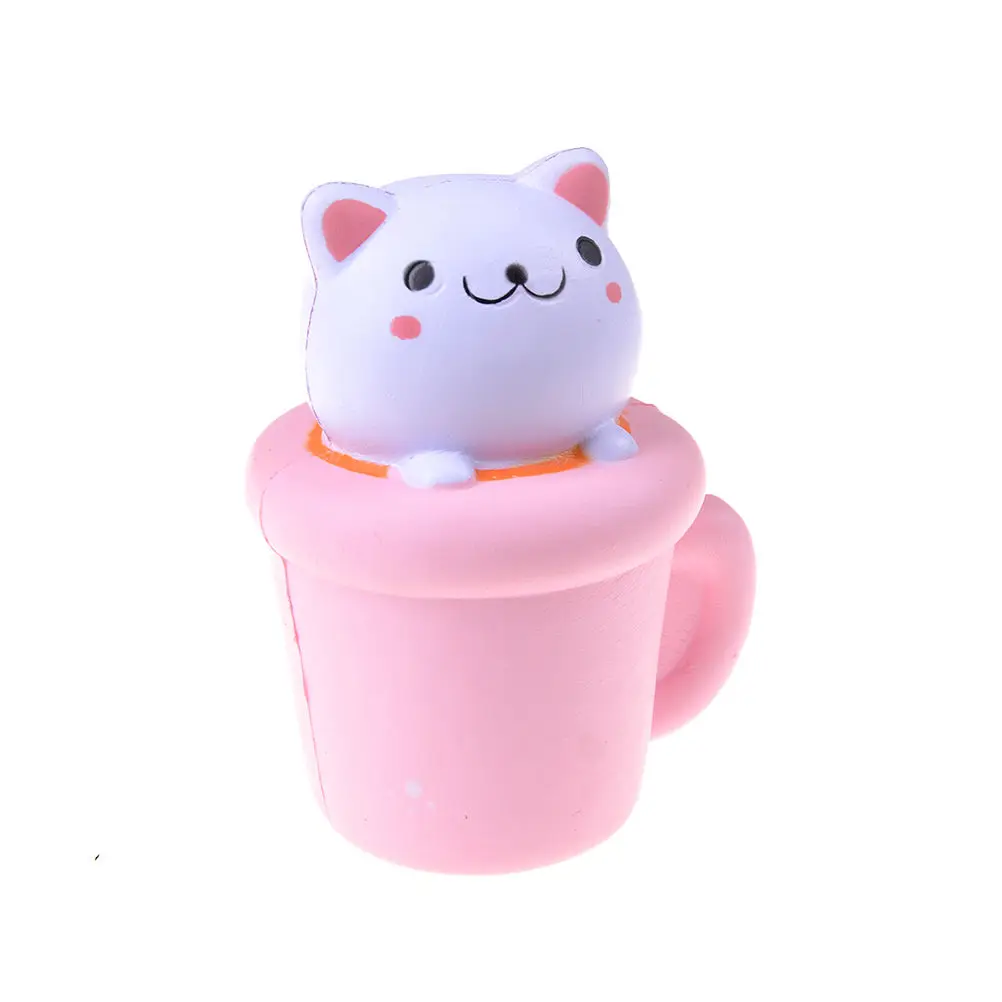 Ручные ручки розовая чашка кошка сжимающаяся медленно поднимающаяся эластичная бумага для моделирования сжимаемая кружка с кошкой детские игрушки Игрушка мышечная тренировка