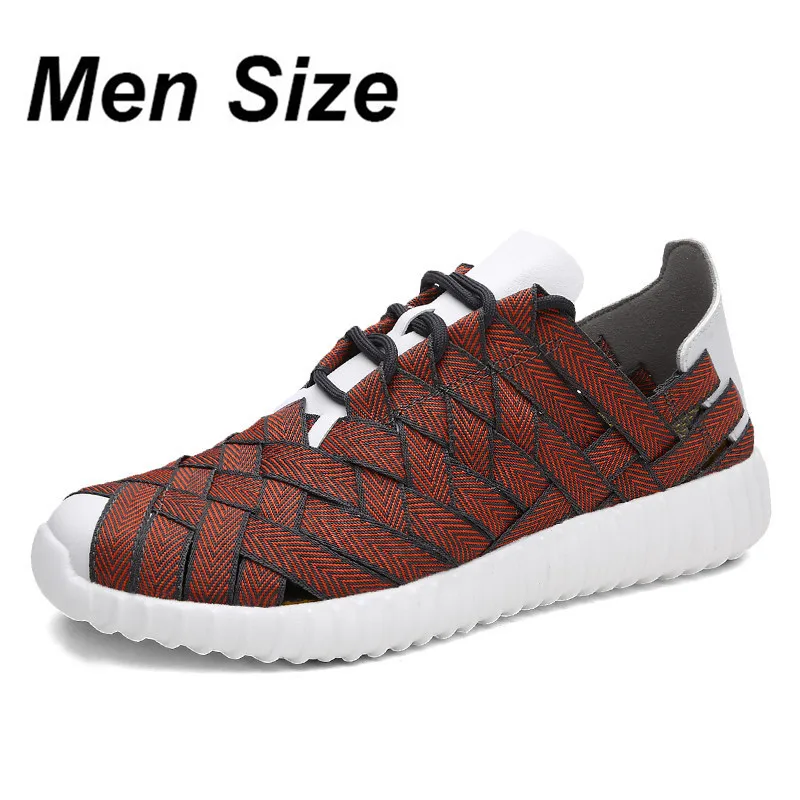 Tfsland Lovers ручная вязка дышащая демпфирующая обувь для бега удобная мужская обувь на шнуровке женская спортивная обувь/тапки - Цвет: men brown