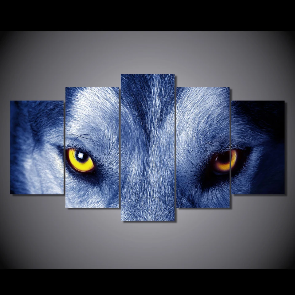5PCS Unframed HD Canvas Prints Wall Art Painting Picture Poster Decor Wolf L 